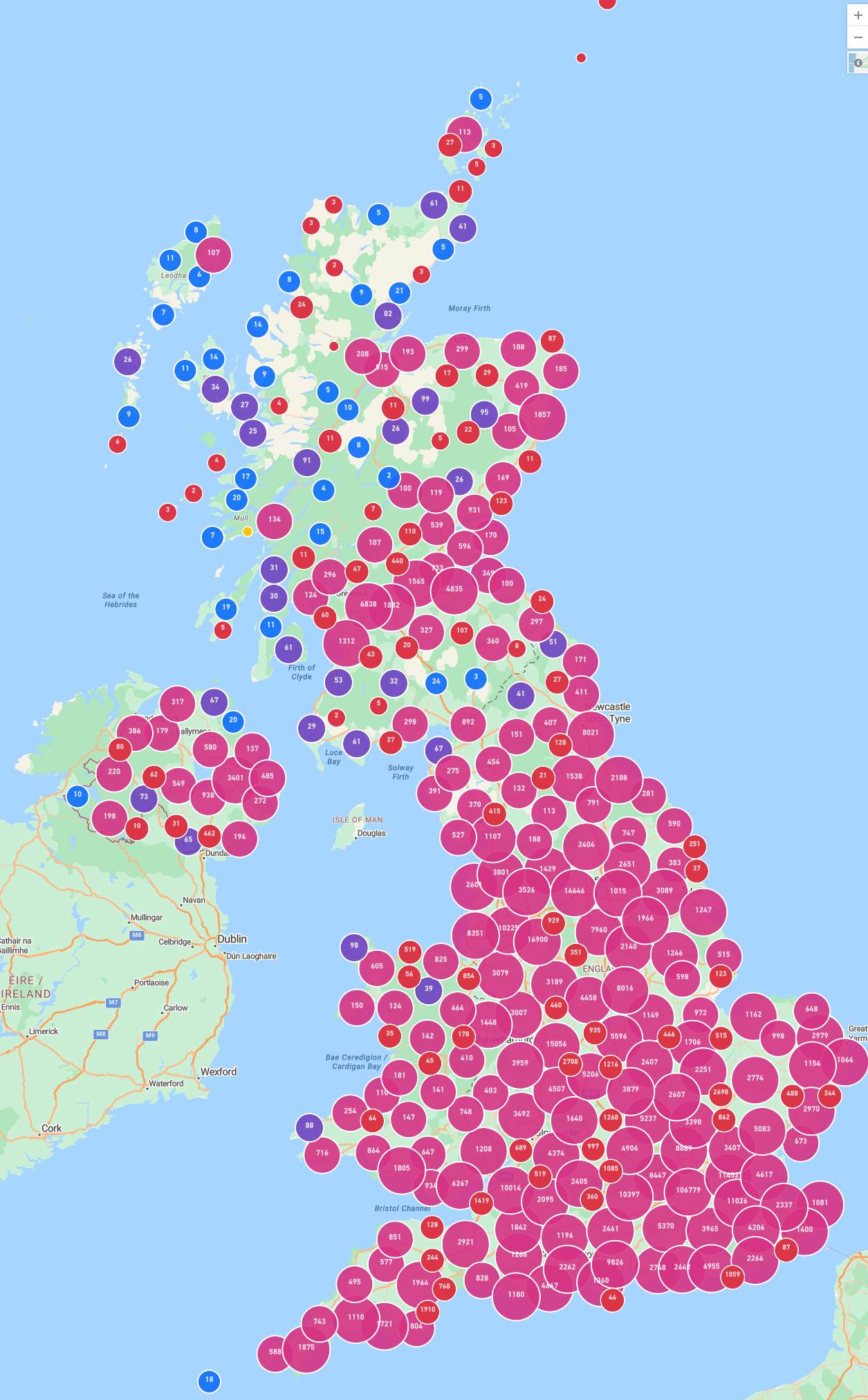 The DMARCER Spotter admin: prospect organisations ranked by email-security weakness, filtered by country and industry, with company and location detail enriched ready for outreach